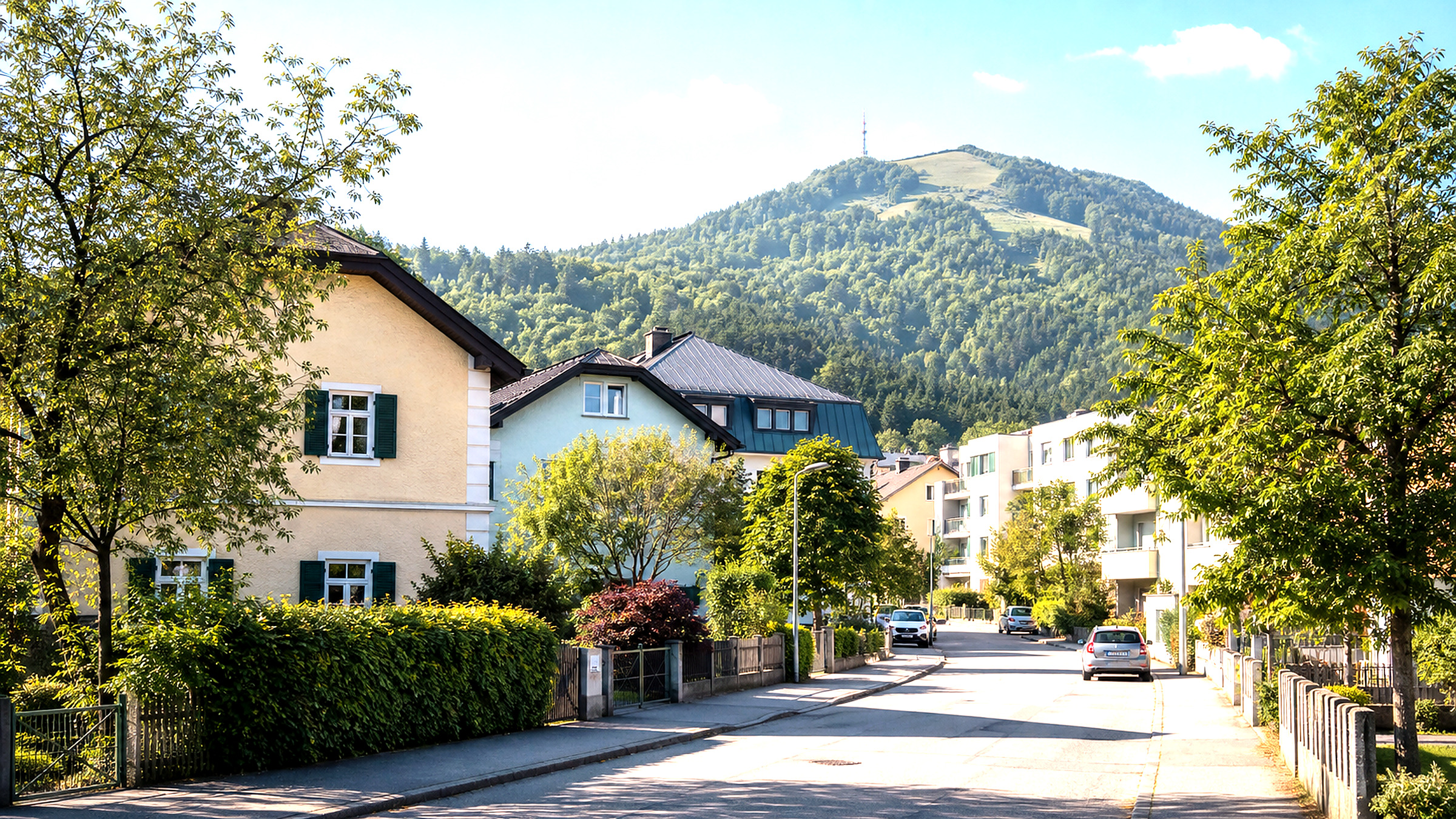 Breite Ansicht eines Wohnbereichs im Salzburger Stadtteil Gnigl